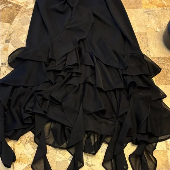 Niki Livas Black High-Low Ruffle Halter Dress - Picture 5 of 7
